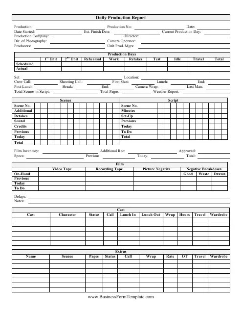 Daily Production Report Form Download Printable PDF Templateroller