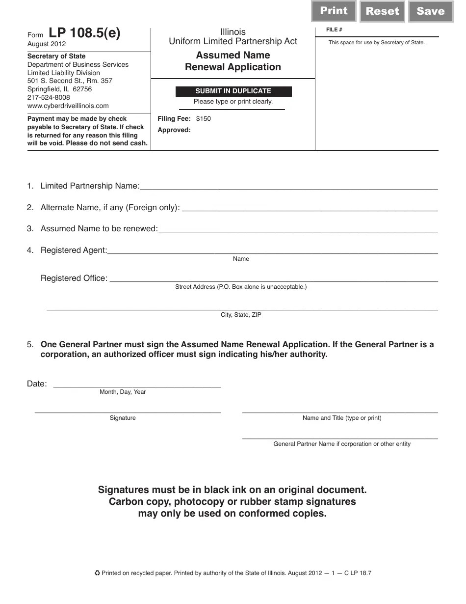 Form LP108.5(E) Fill Out, Sign Online and Download Fillable PDF
