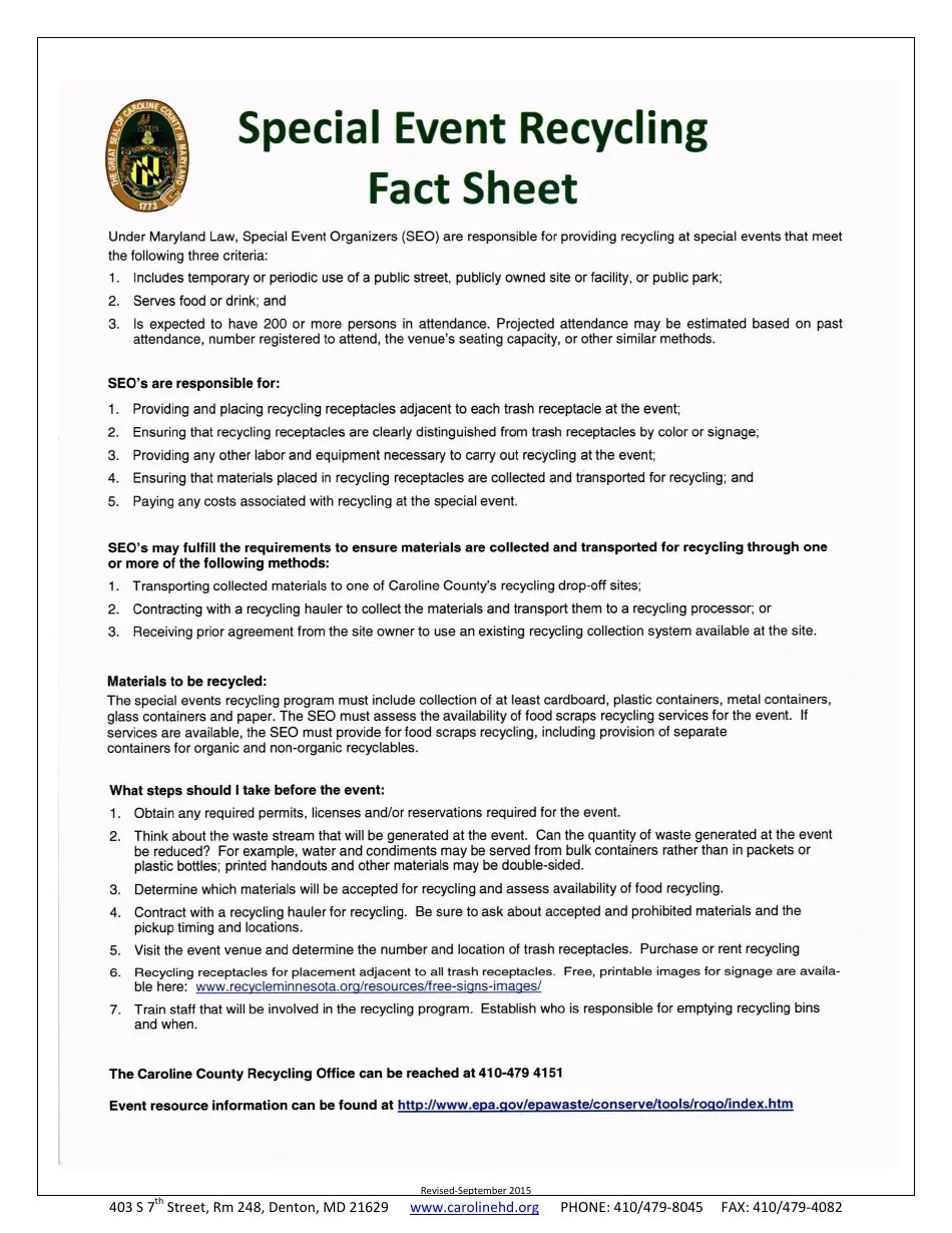 Caroline county, Maryland Temporary Food Service Permit Application