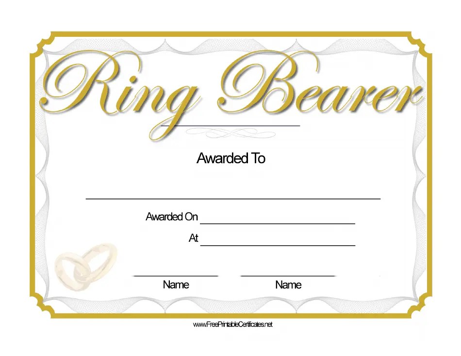 Ring Bearer Award Certificate Template Download Printable PDF