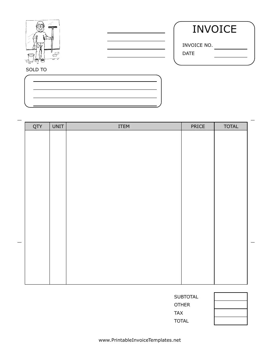 Window Washer Invoice Template Black and White Fill Out, Sign Online and Download PDF
