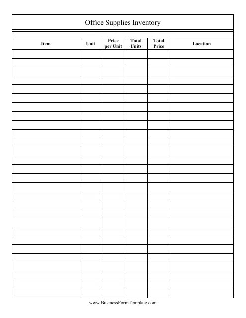 Office Inventory List Format Excel Templates