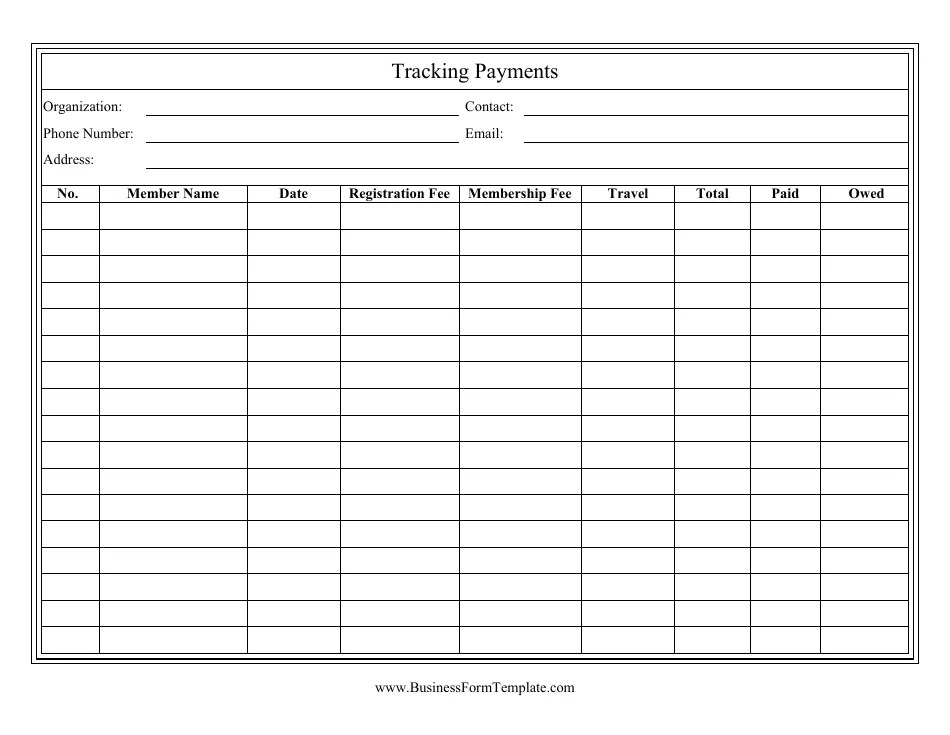 Tracking Payments Template Download Printable PDF Templateroller