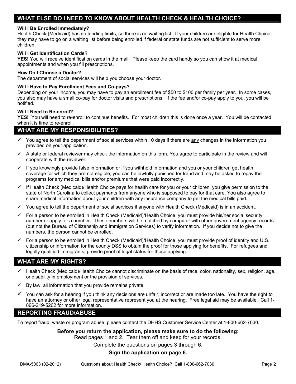 Form DMA5063 Fill Out, Sign Online and Download Fillable PDF, North