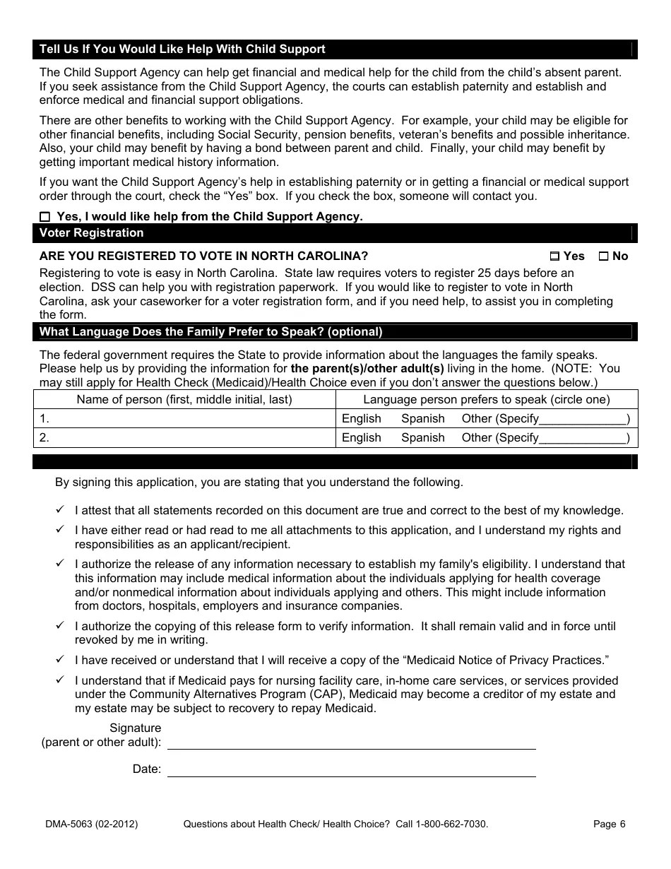Form DMA5063 Fill Out, Sign Online and Download Fillable PDF, North