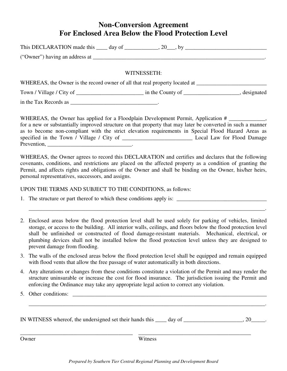 Nonconversion Agreement for Enclosed Area Below the Flood Protection