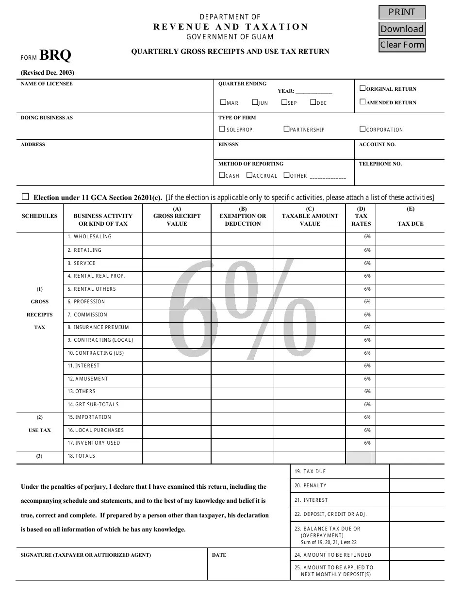 Form brq Fill Out, Sign Online and Download Fillable PDF, Guam Templateroller