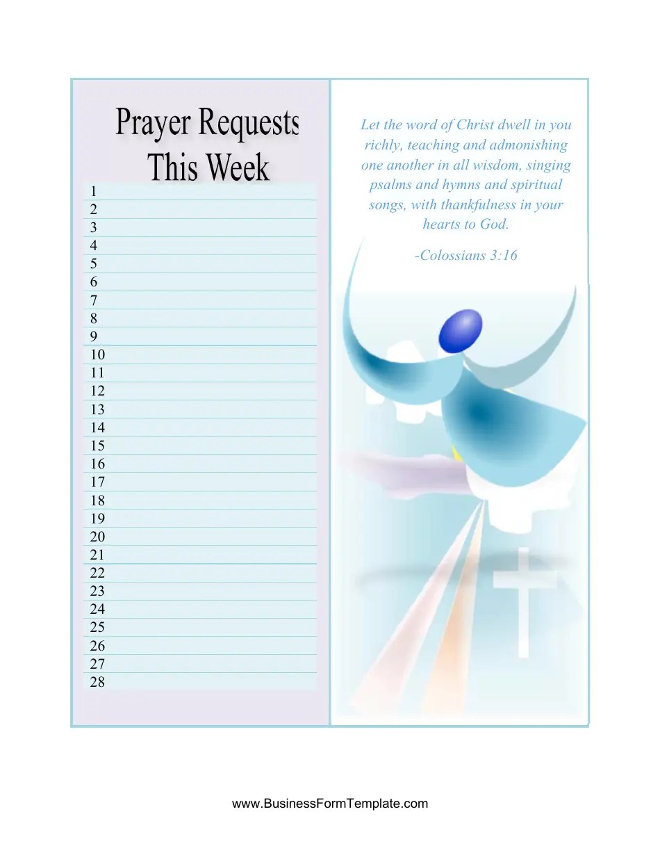 Prayer Requests Form Fill Out, Sign Online and Download PDF