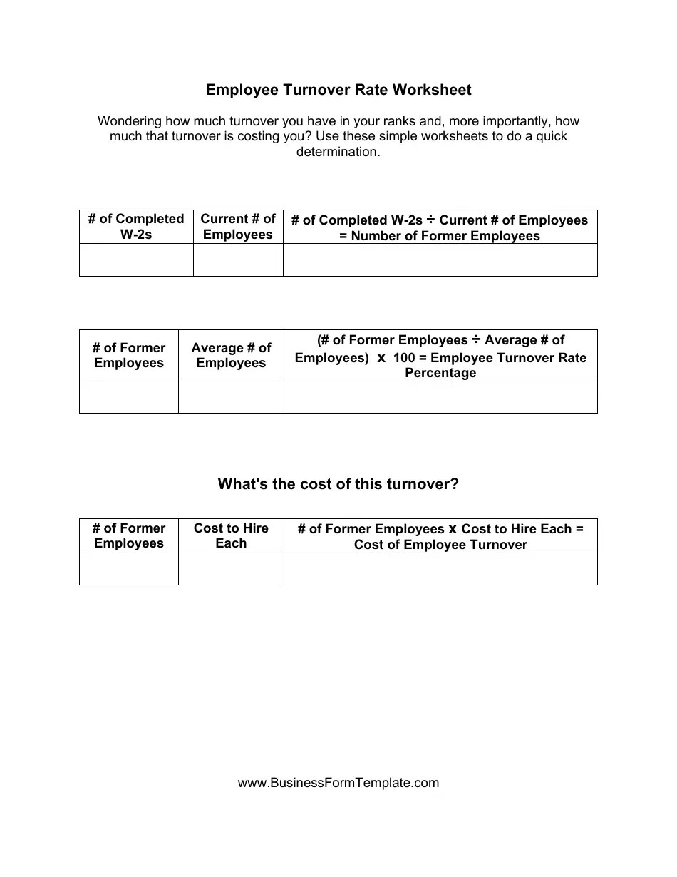 Employee Turnover Rate Workseet Template Fill Out, Sign Online and