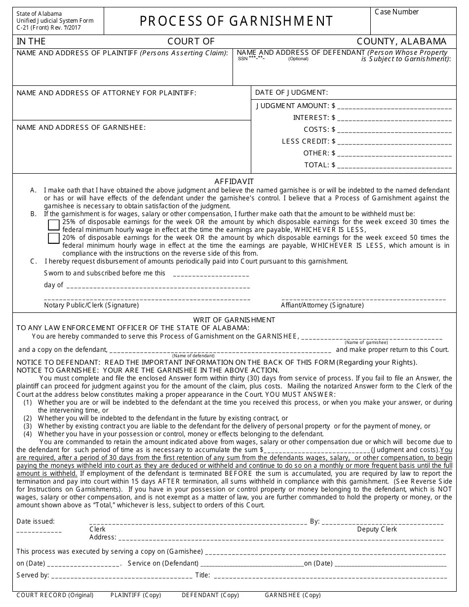 Form C21 Fill Out, Sign Online and Download Fillable PDF, Alabama