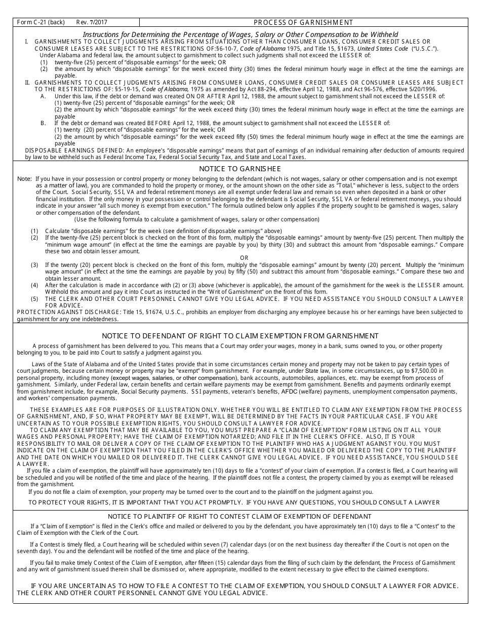 Form C21 Fill Out, Sign Online and Download Fillable PDF, Alabama