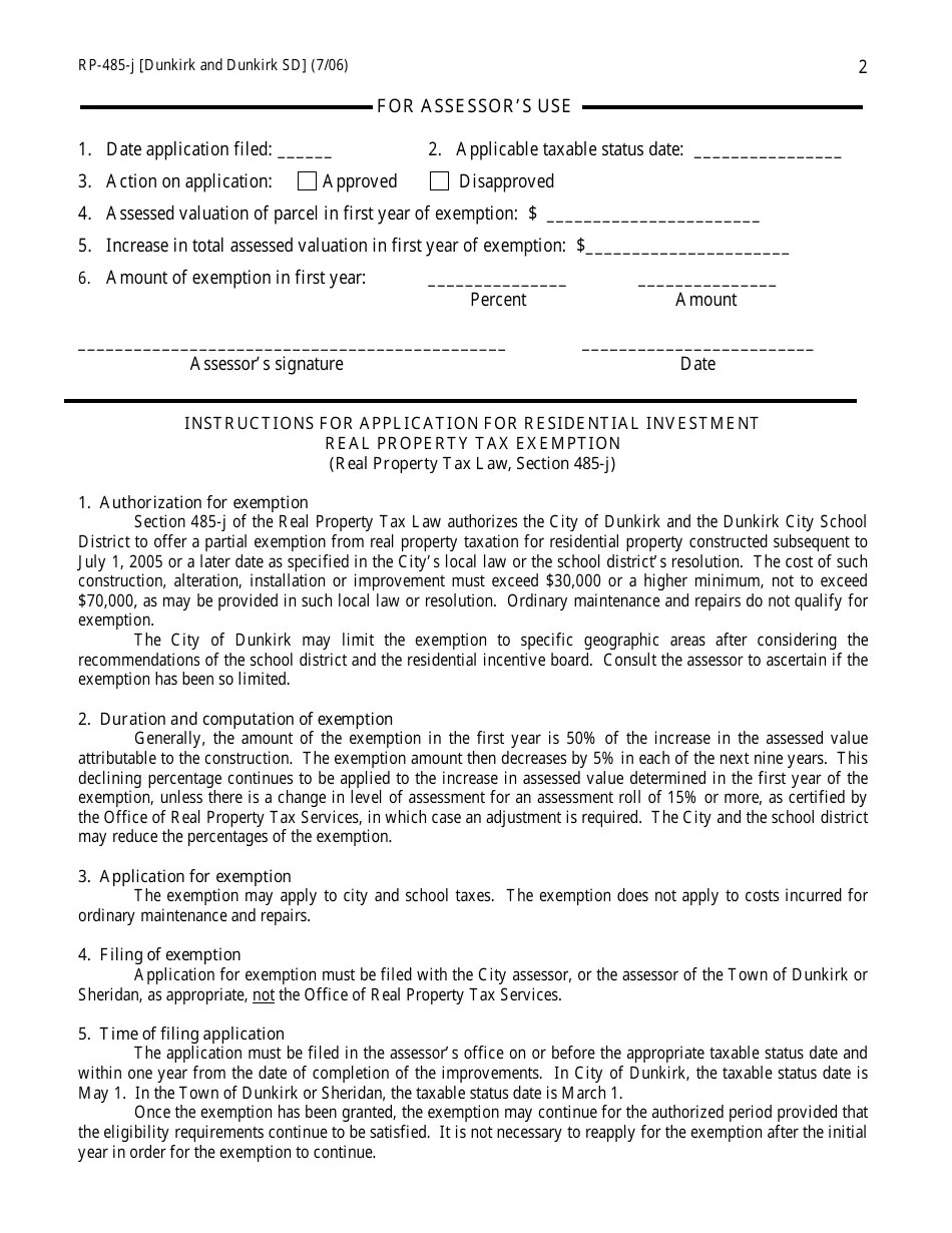 Form RP485J (DUNKIRK/DUNKIRK SD) Fill Out, Sign Online and Download