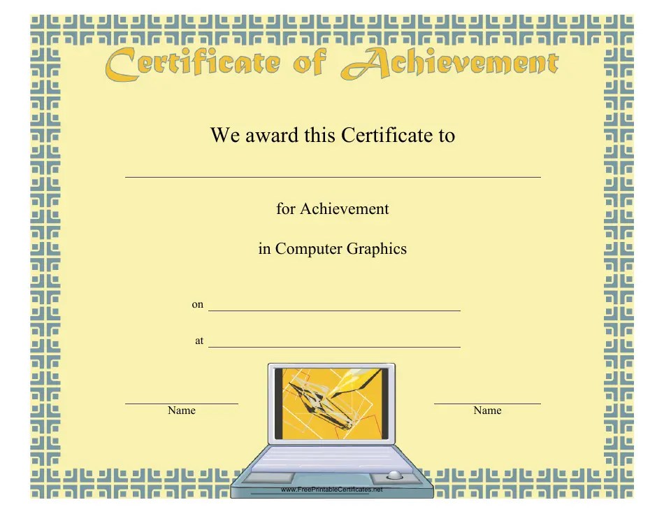 Computer Graphics Achievement Certificate Template Download Printable