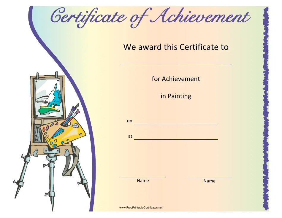Painting Achievement Certificate Template Download Printable PDF