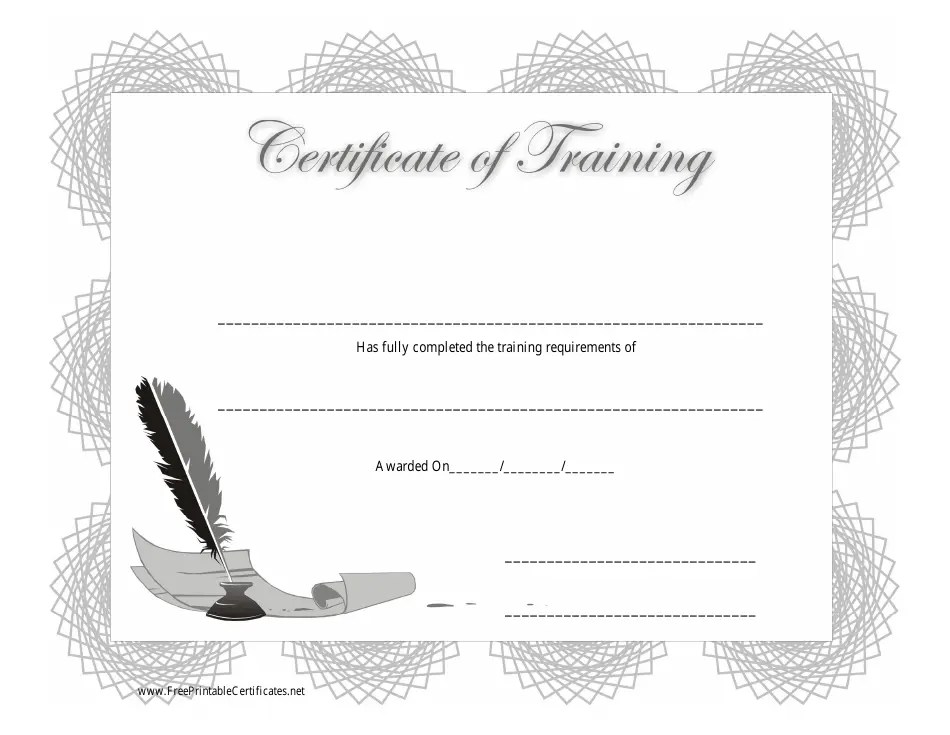 Training Certificate Template Grey Download Printable PDF