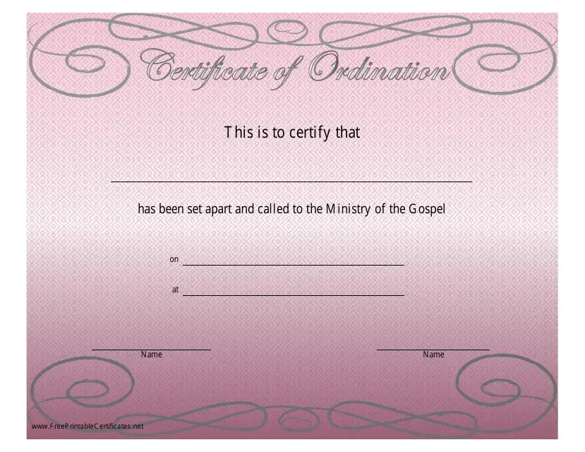 Ordination Certificate Template Download Printable PDF Templateroller