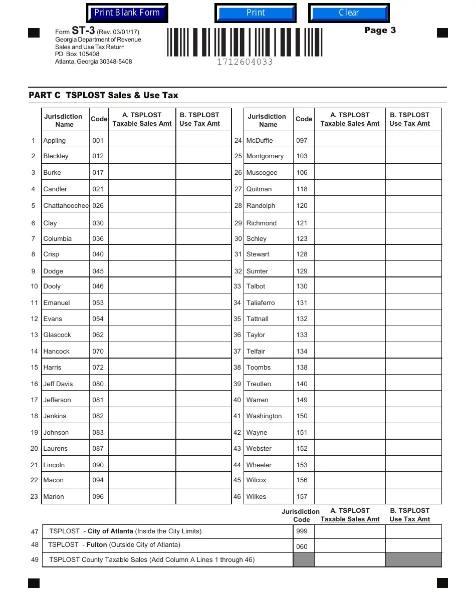 Form ST3 Fill Out, Sign Online and Download Fillable PDF,