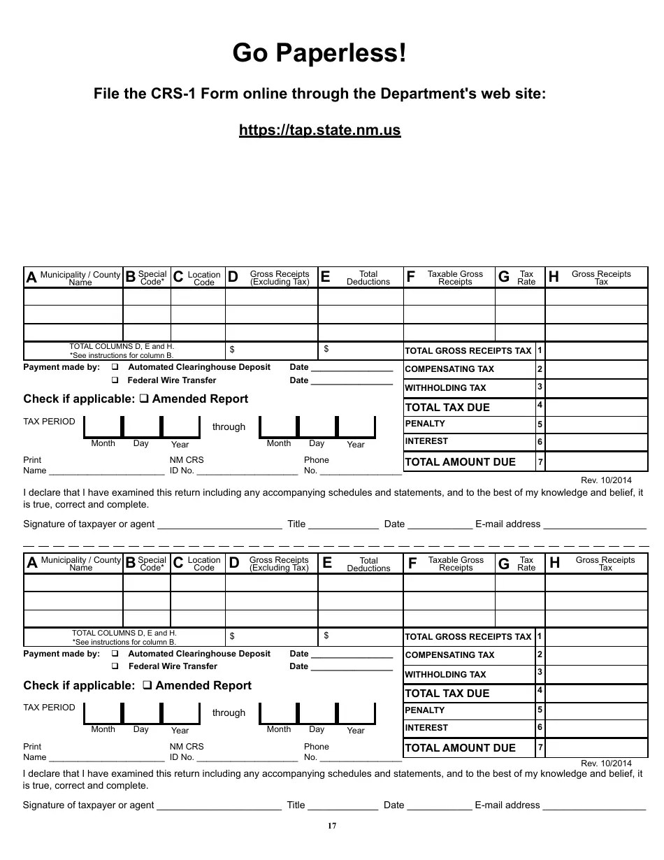 Form CRS1 Fill Out, Sign Online and Download Printable PDF, New