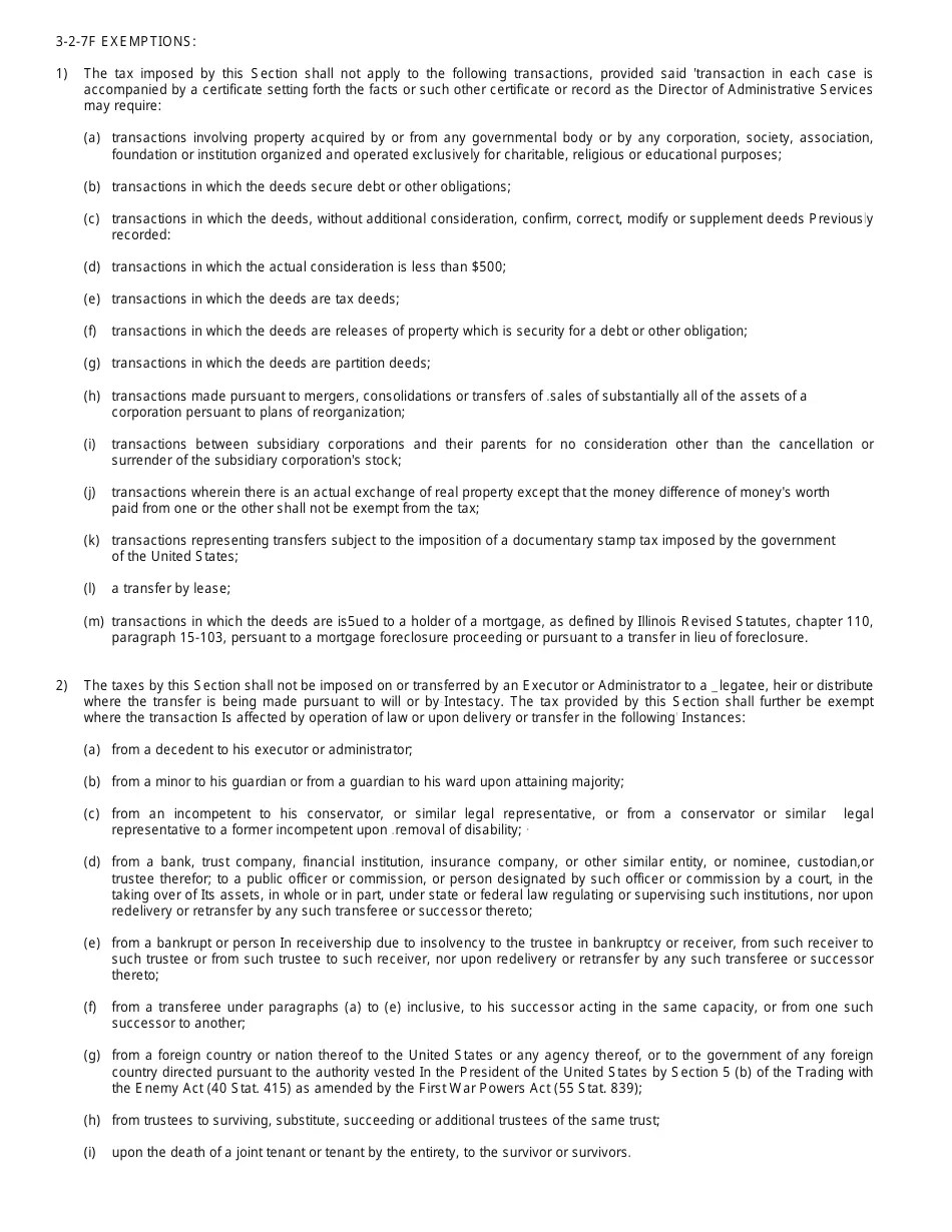 Oak Lawn, Illinois Real Estate Transfer Tax Form Fill Out, Sign