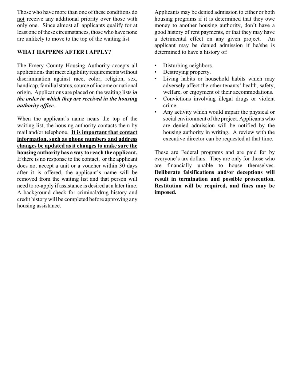 Emery County, Utah Application for Section 8 Fill Out, Sign Online