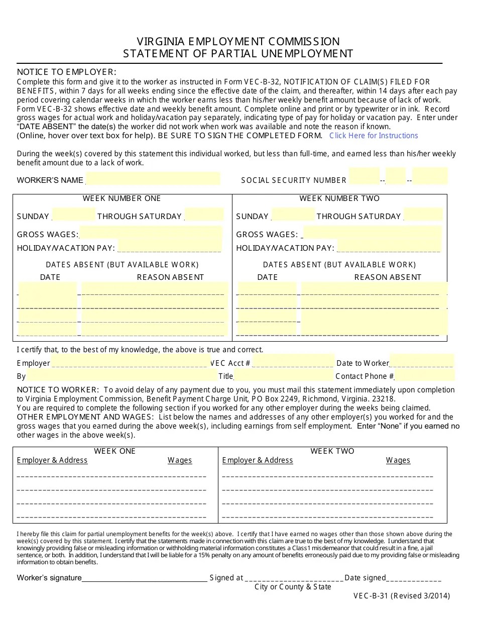 Form VECB31 Fill Out, Sign Online and Download Fillable PDF