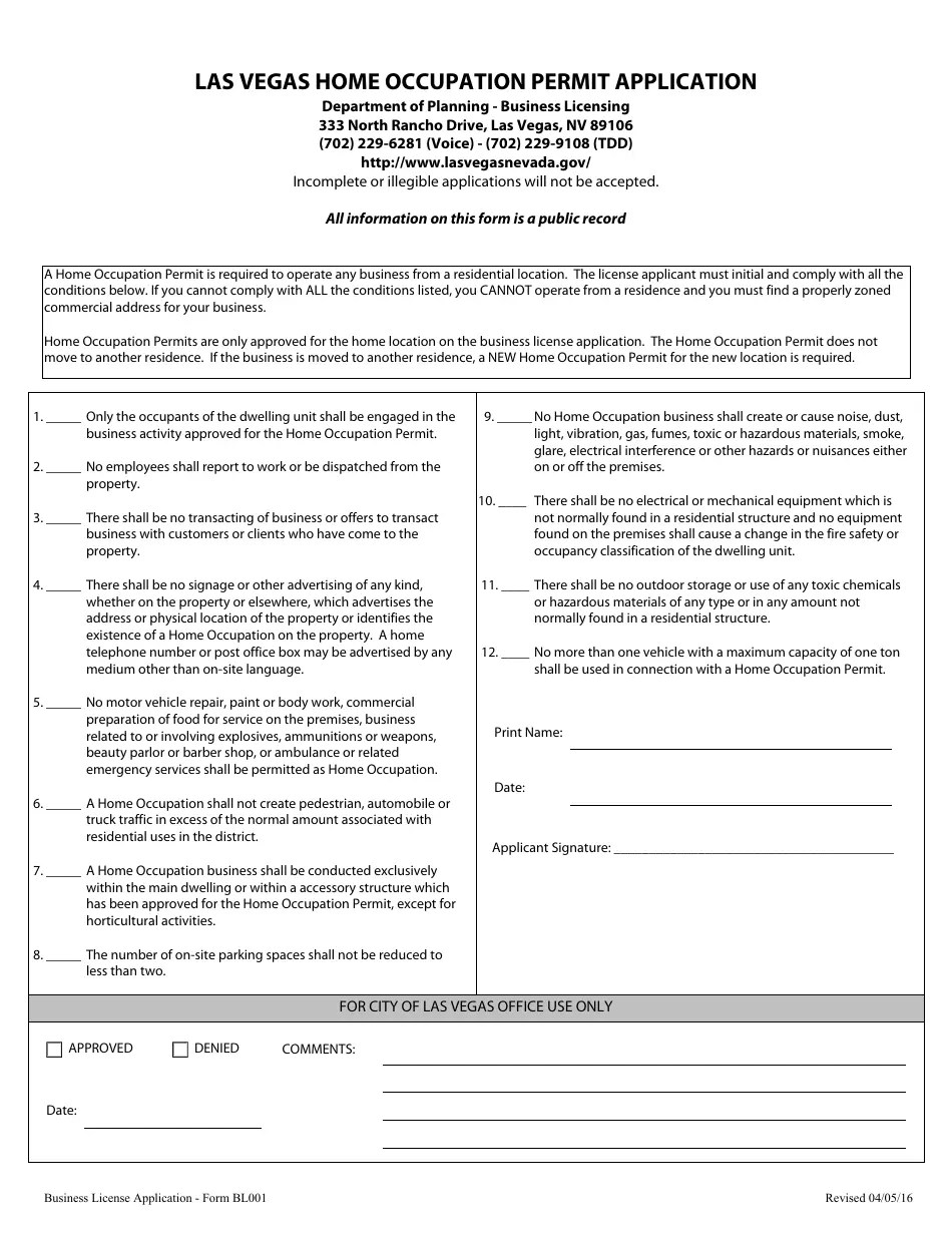 Form BL001 Fill Out, Sign Online and Download Fillable PDF, City of