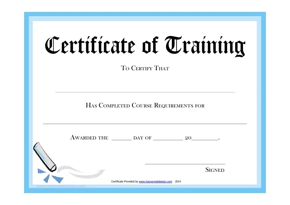 Certificate of Training Template Blue Download Printable PDF