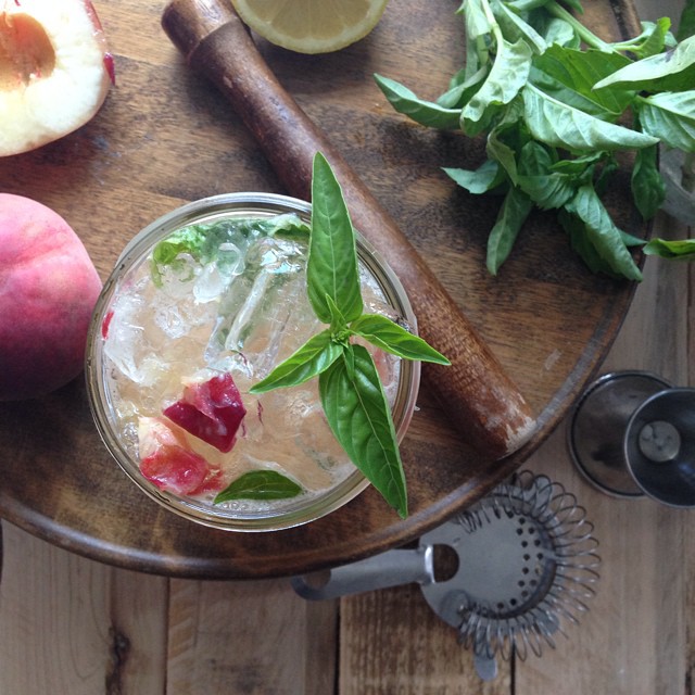 White Peach Basil Bourbon Cocktail Recipe The Feedfeed