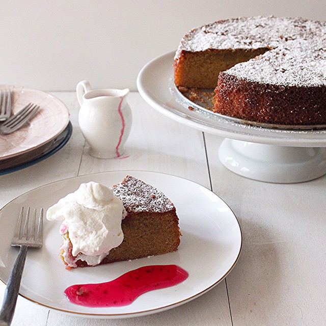 Anise, Cinnamon, & Cardamom Olive Oil Cake With Whipped Cream & Rose Syrup by thejamlab Quick