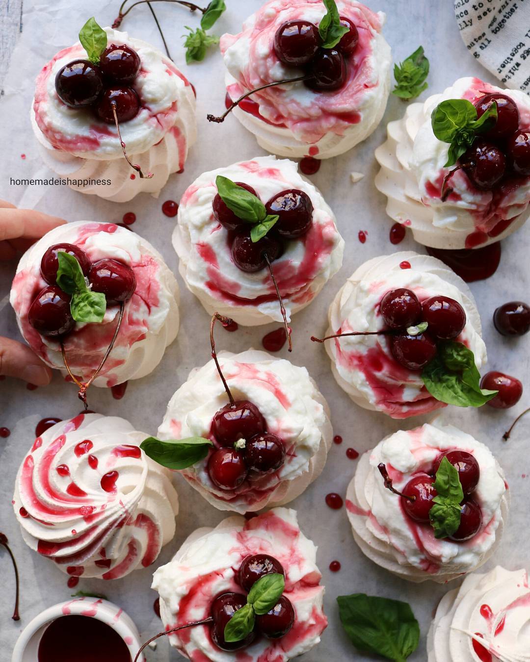 Mini Meringues With Mascarpone And Cherry Syrup Recipe The Feedfeed