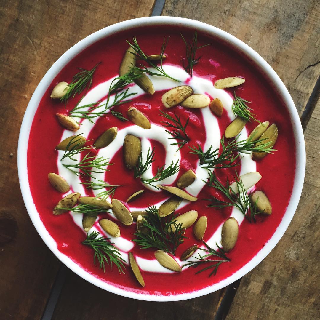 Roasted Beet, Fennel and Apple Soup with Horseradish Sour Cream Recipe