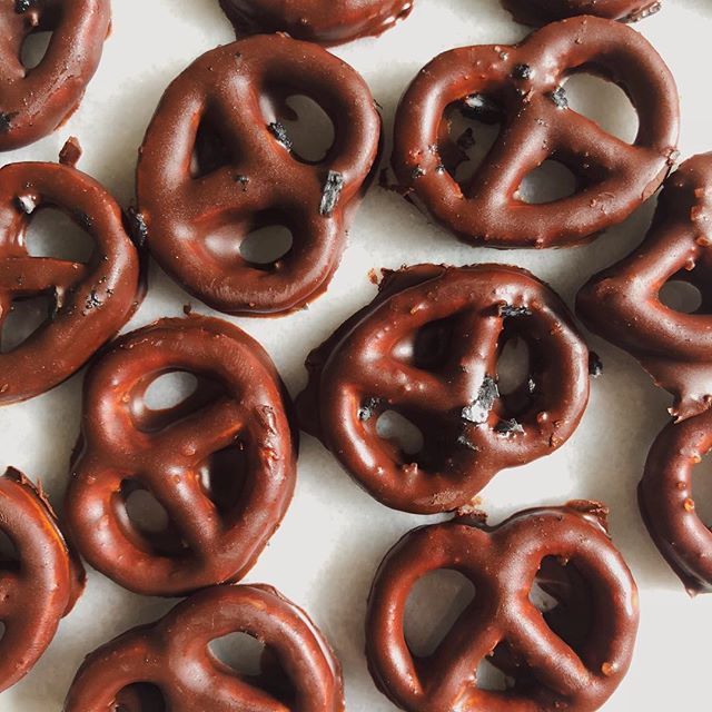 Sea Salted Dark Chocolate Covered Pretzels Recipe The Feedfeed
