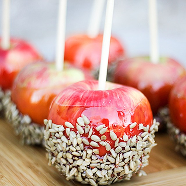 Sunflower Seed Dipped Cinnamon Candy Apples by 27th_and_olive Quick