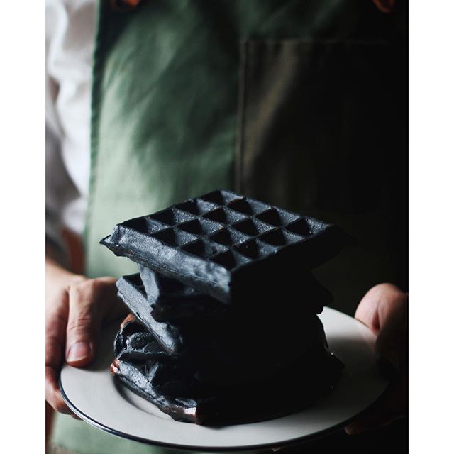 Black Buttermilk Charcoal Waffles Recipe The Feedfeed