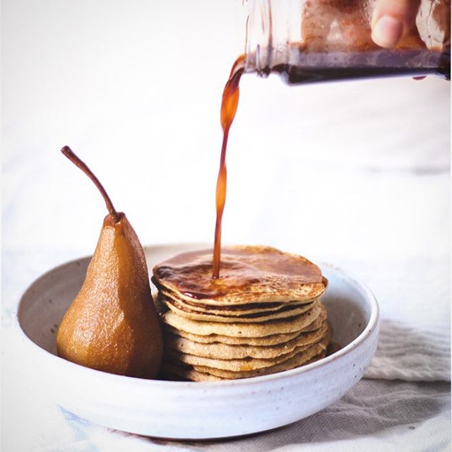 Sprouted Barley Pancakes With Chai Poached Pears & Chai Syrup Recipe