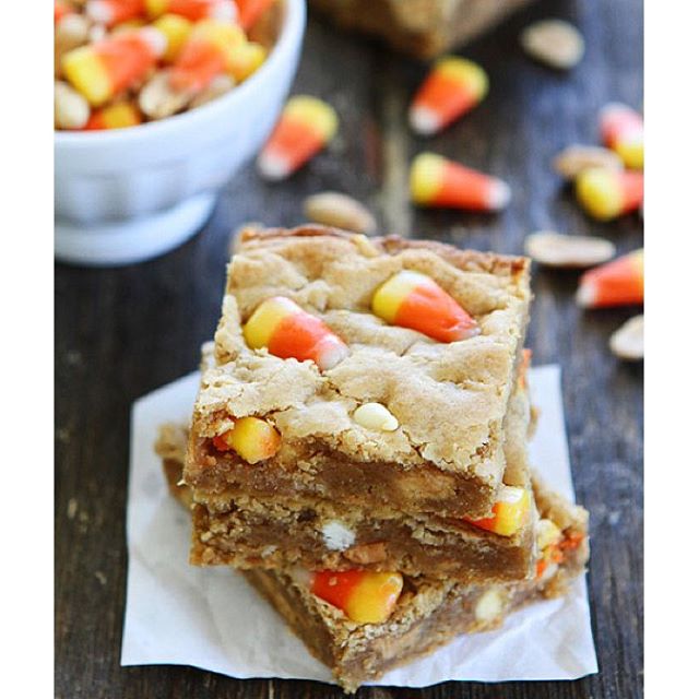 Candy Corn Blondies With Peanut Butter And White Chocolate by