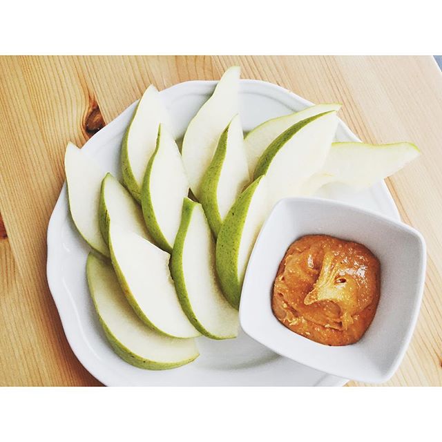 Pears With Peanut Butter Gochujang Sauce The Feedfeed