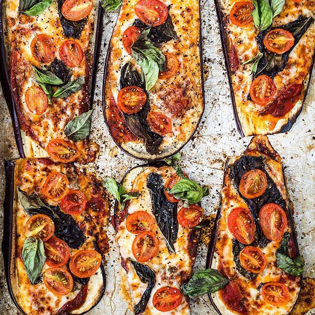 Eggplant Crust Pizza With Fresh Tomatoes And Basil by eatgoodforlife