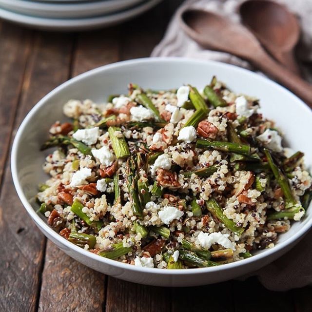 Roasted Asparagus And Goat Cheese Quinoa Salad recipe