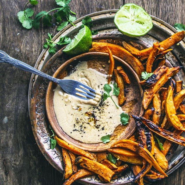 Sweet Potato Fries With Garlic And Lime Tahini recipe
