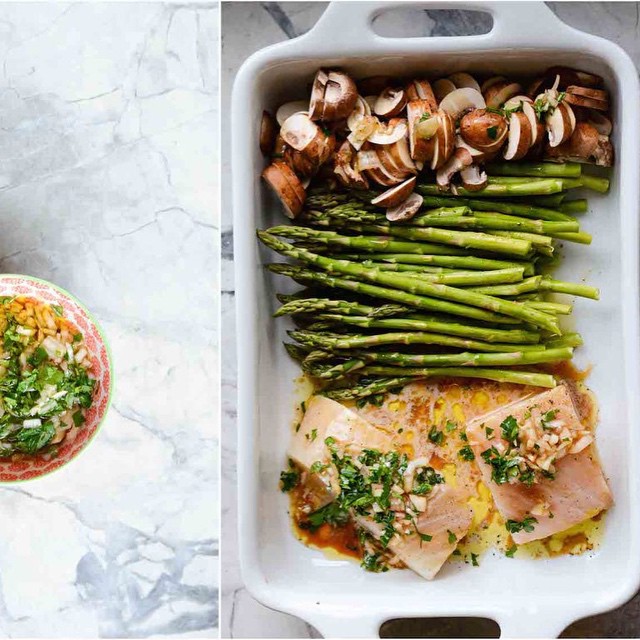 Sea Bass With Asparagus And Mushrooms Recipe The Feedfeed