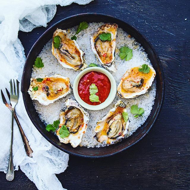 Grilled Oysters With Sriracha Compound Butter Recipe The Feedfeed