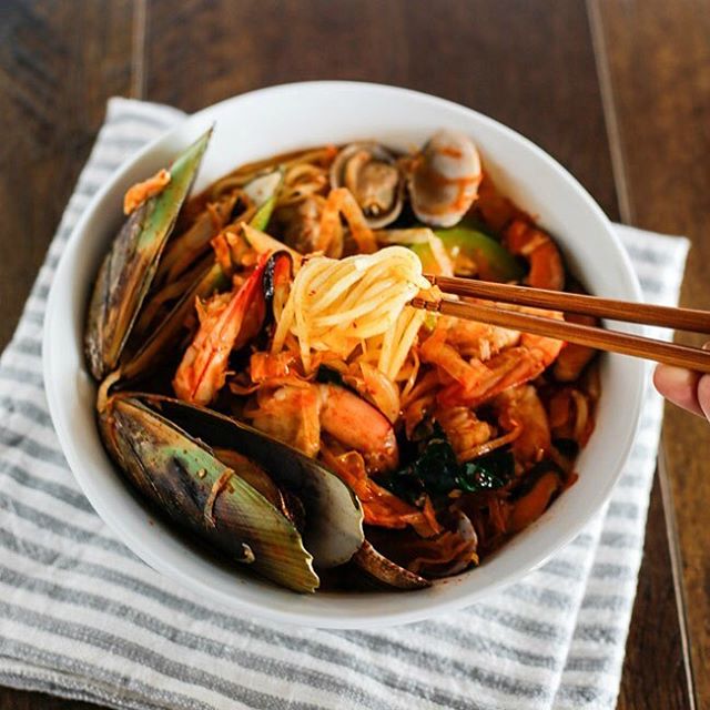 Korean Spicy Seafood Noodle Soup Recipe The Feedfeed