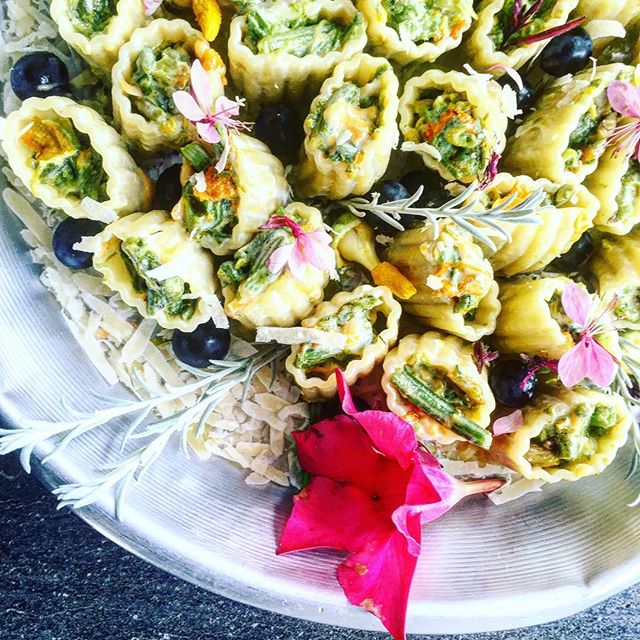 Paccheri Pasta With Zucchini Flowers, Edible Flowers And Berries Of