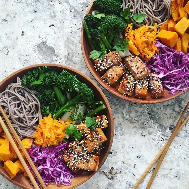 Soba Noodle, Roasted Pumpkin And Tofu Bowls recipe