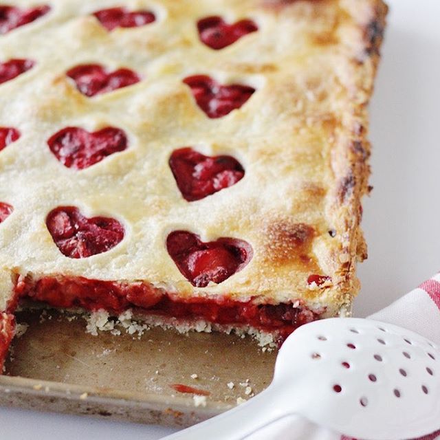 Strawberry Hearts Slab Pie Recipe The Feedfeed