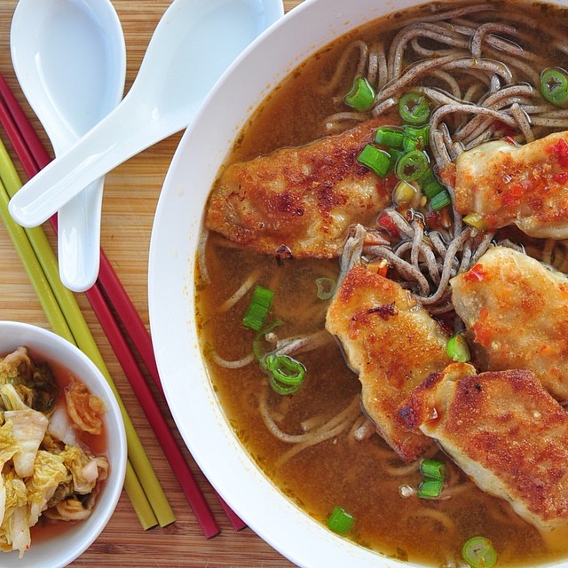 Buckwheat Ramen With Gyoza & Dipping Sauce by thecookerywife Quick