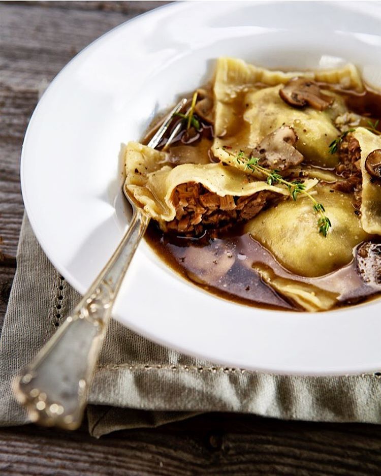 Braised Beef Ravioli In Mushroom Broth Recipe The Feedfeed
