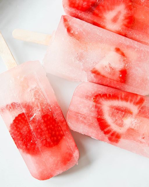 Coconut Water, Pink Lemonade And Strawberry Popsicles recipe