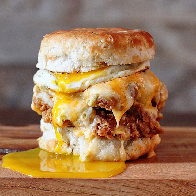 Buttermilk Biscuit Fried Chicken Sandwich With Hatch Chile Pimento